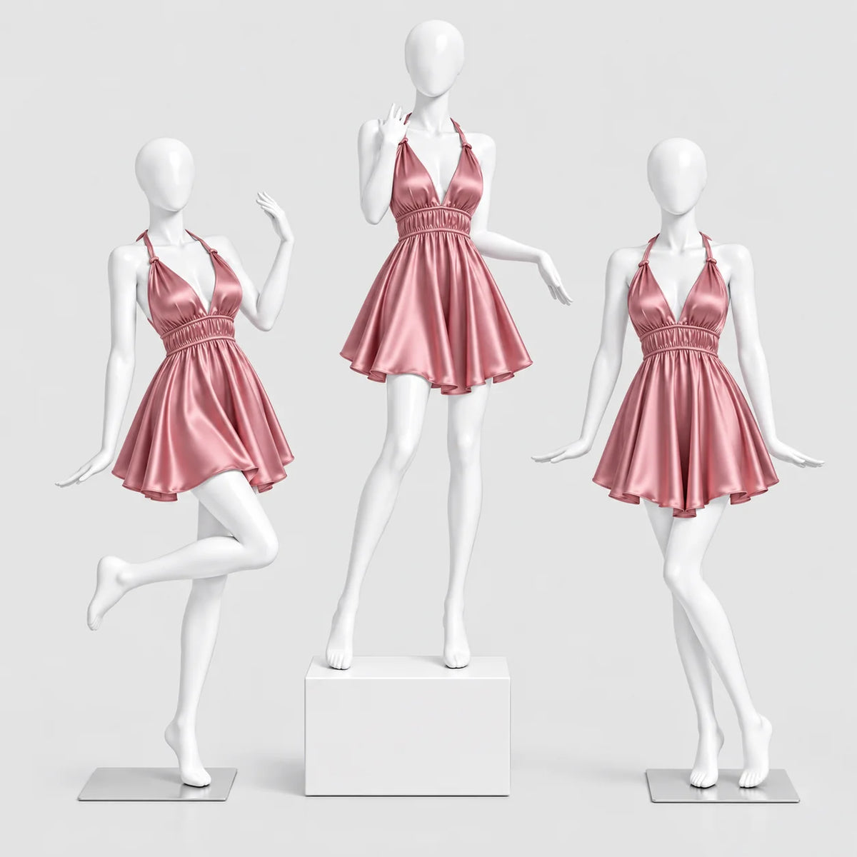 Satin Halter Mini Dress