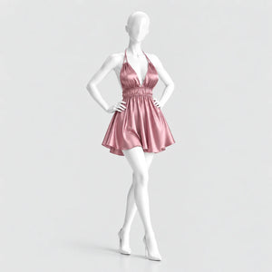 Satin Halter Mini Dress