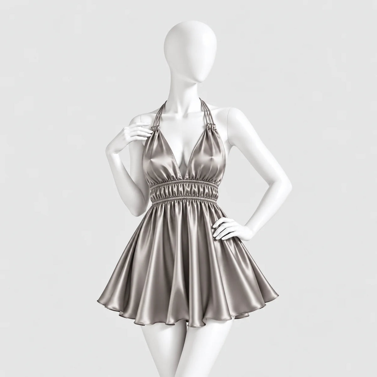 Satin Halter Mini Dress