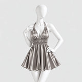 Satin Halter Mini Dress