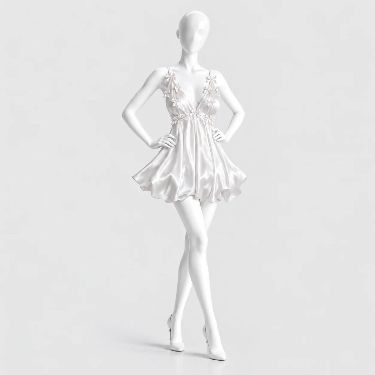 Bow Detail Satin Slip Dress