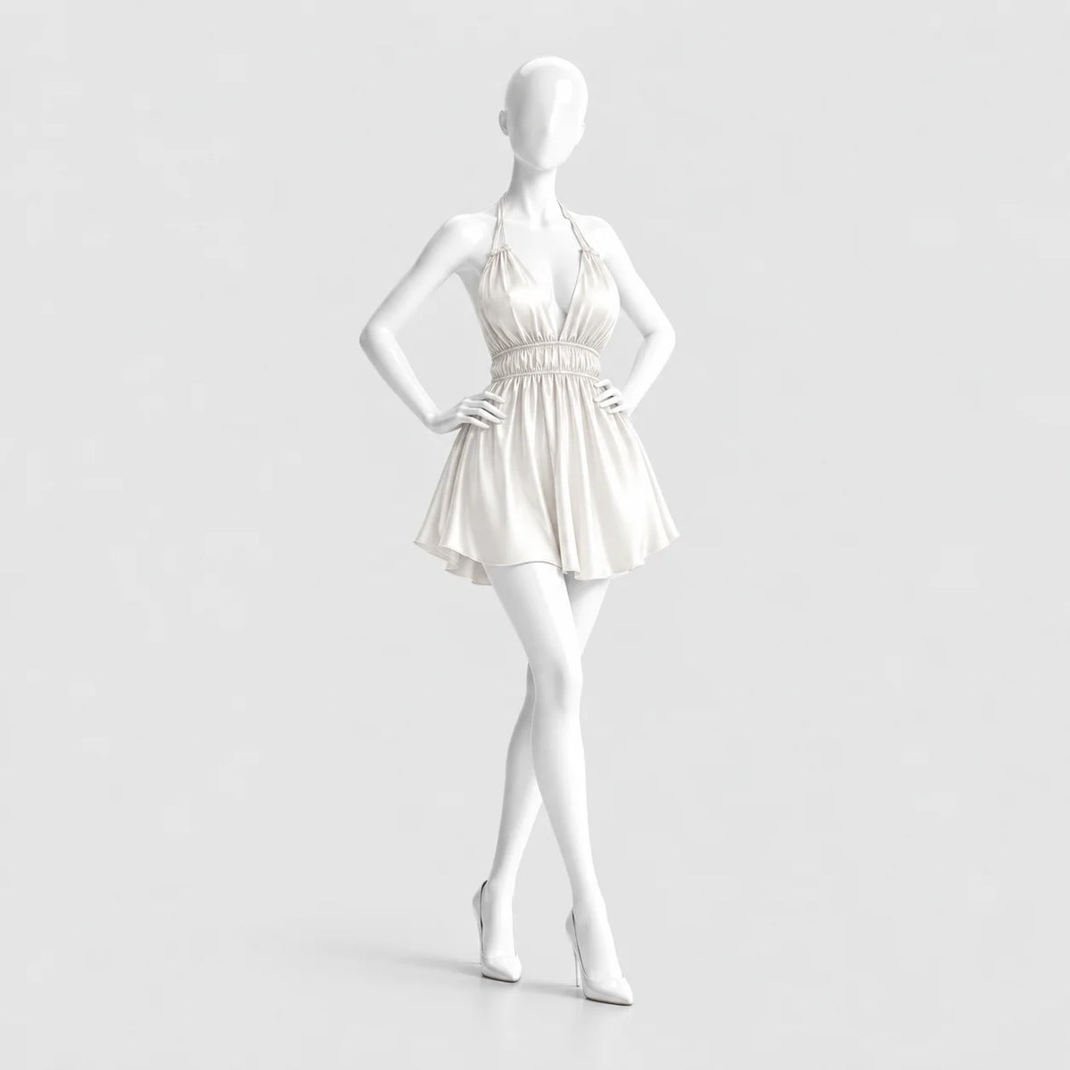 Satin Halter Mini Dress