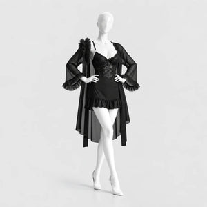 Lace Slip Dress & Sheer Robe Lingerie Set