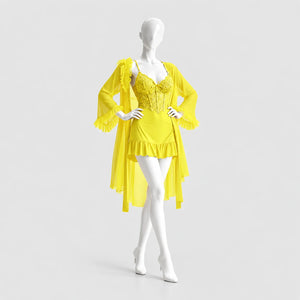 Lace Slip Dress & Sheer Robe Lingerie Set