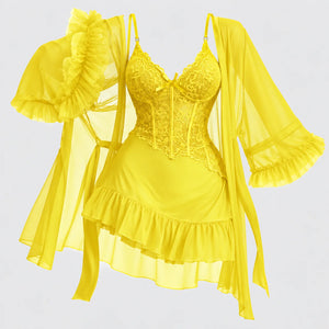 Lace Slip Dress & Sheer Robe Lingerie Set