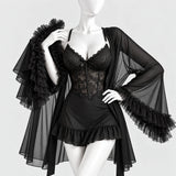 Lace Slip Dress & Sheer Robe Lingerie Set
