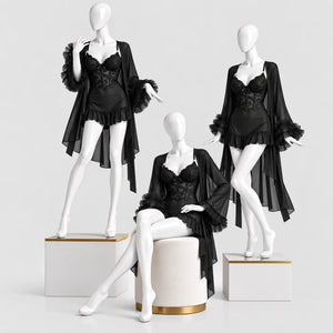 Lace Slip Dress & Sheer Robe Lingerie Set