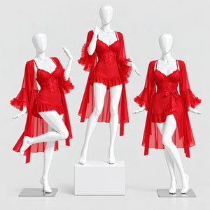 Lace Slip Dress & Sheer Robe Lingerie Set