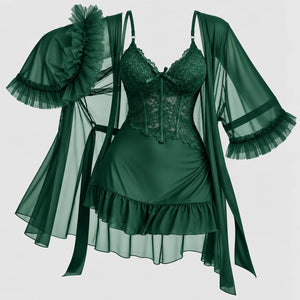 Lace Slip Dress & Sheer Robe Lingerie Set