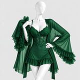 Lace Slip Dress & Sheer Robe Lingerie Set