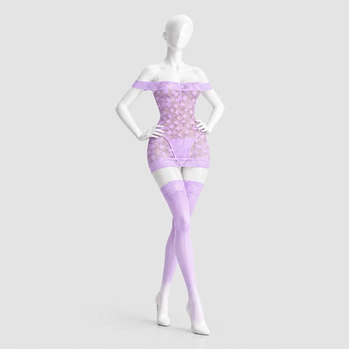 Off-Shoulder Lace Chemise