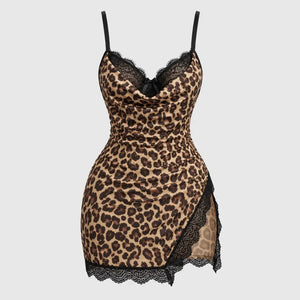 Leopard Satin Slip Dress