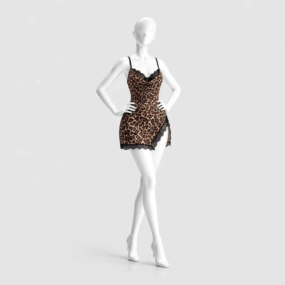 Leopard Satin Slip Dress