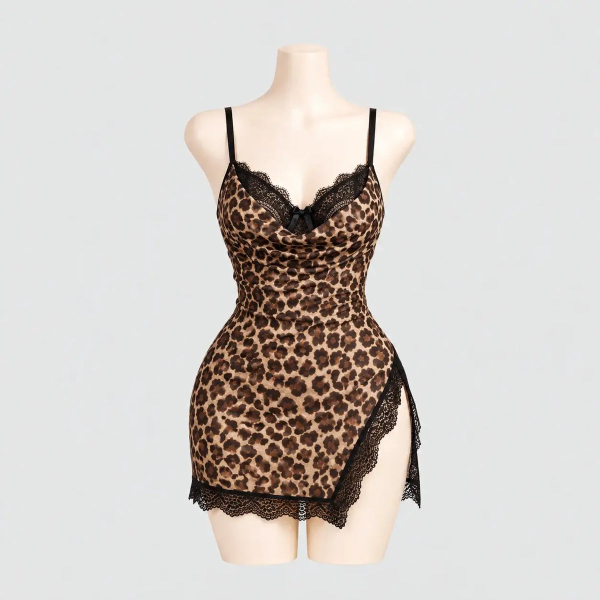 Leopard Satin Slip Dress