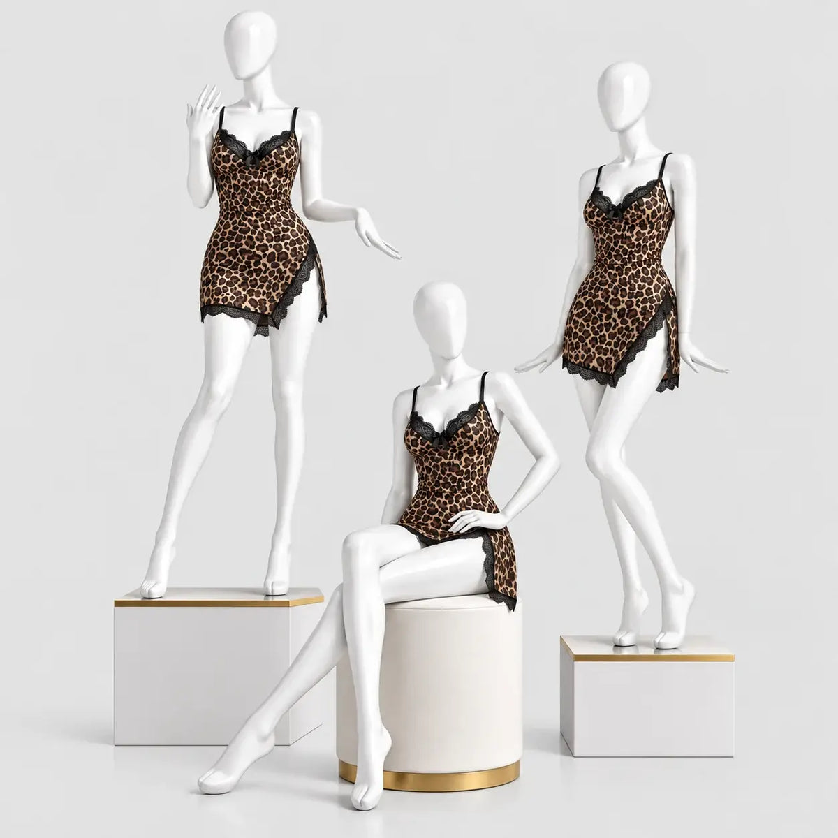 Leopard Satin Slip Dress