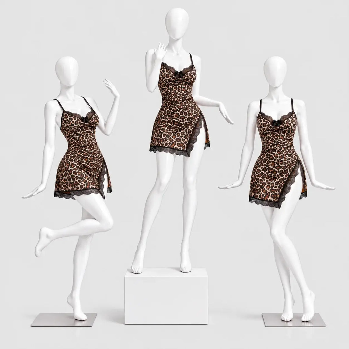 Leopard Satin Slip Dress