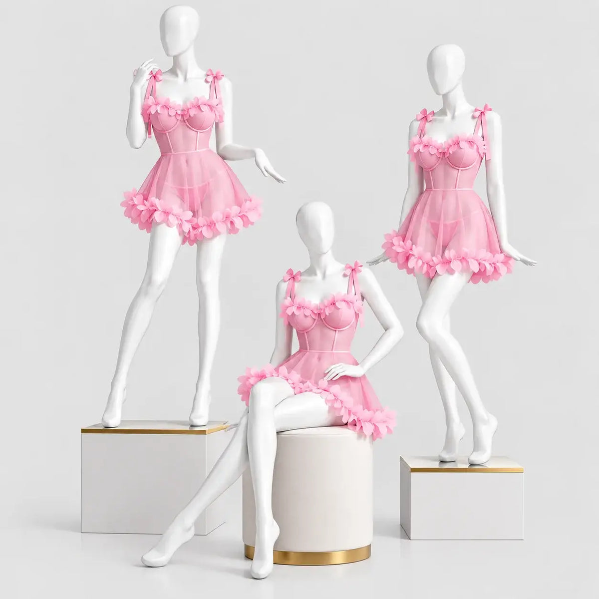 Floral Mesh Babydoll with Tie Straps