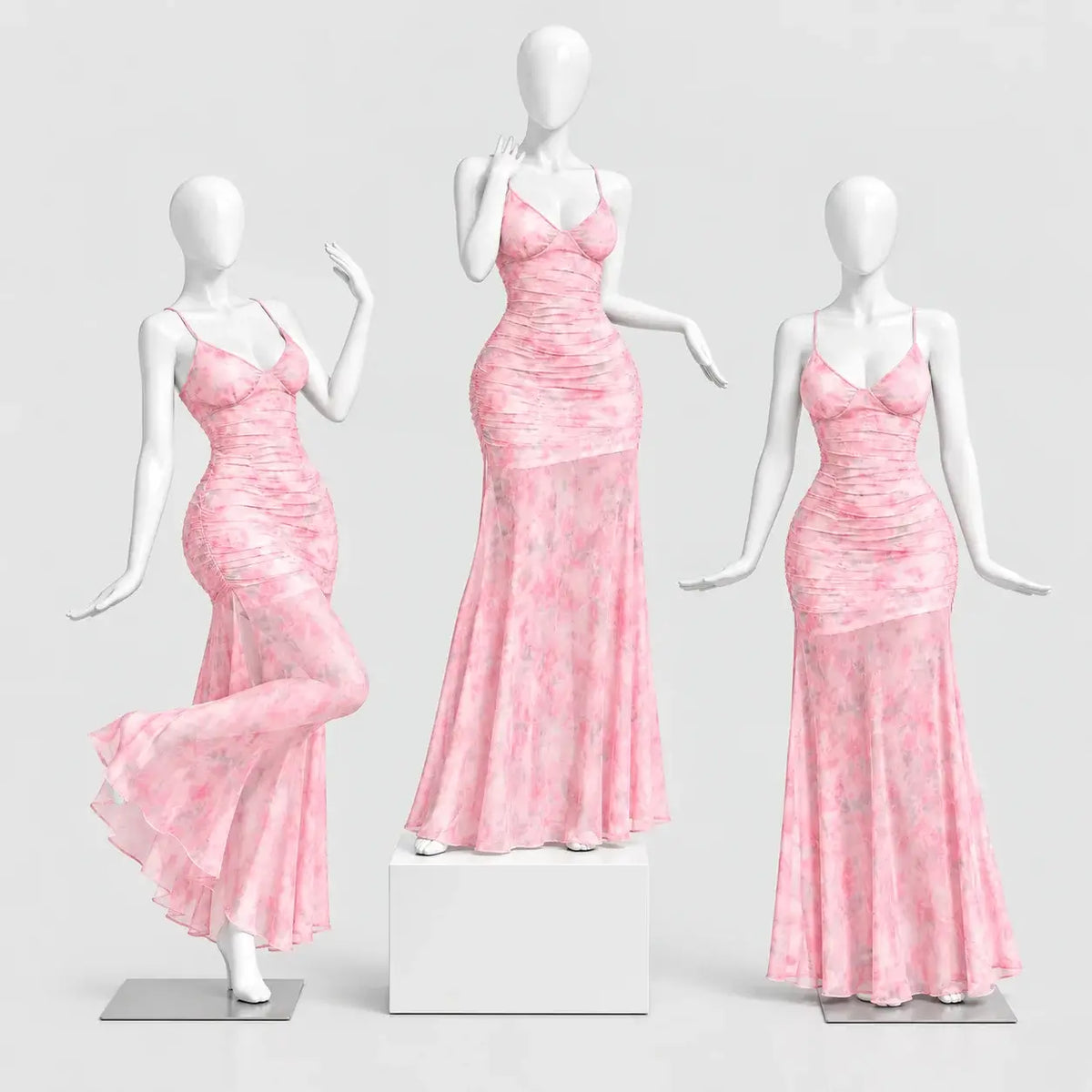 Ruched Tie-Dye Maxi Dress