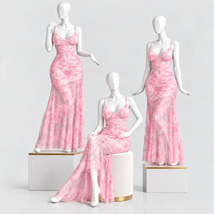 Ruched Tie-Dye Maxi Dress