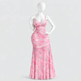 Ruched Tie-Dye Maxi Dress