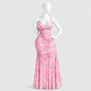 Ruched Tie-Dye Maxi Dress