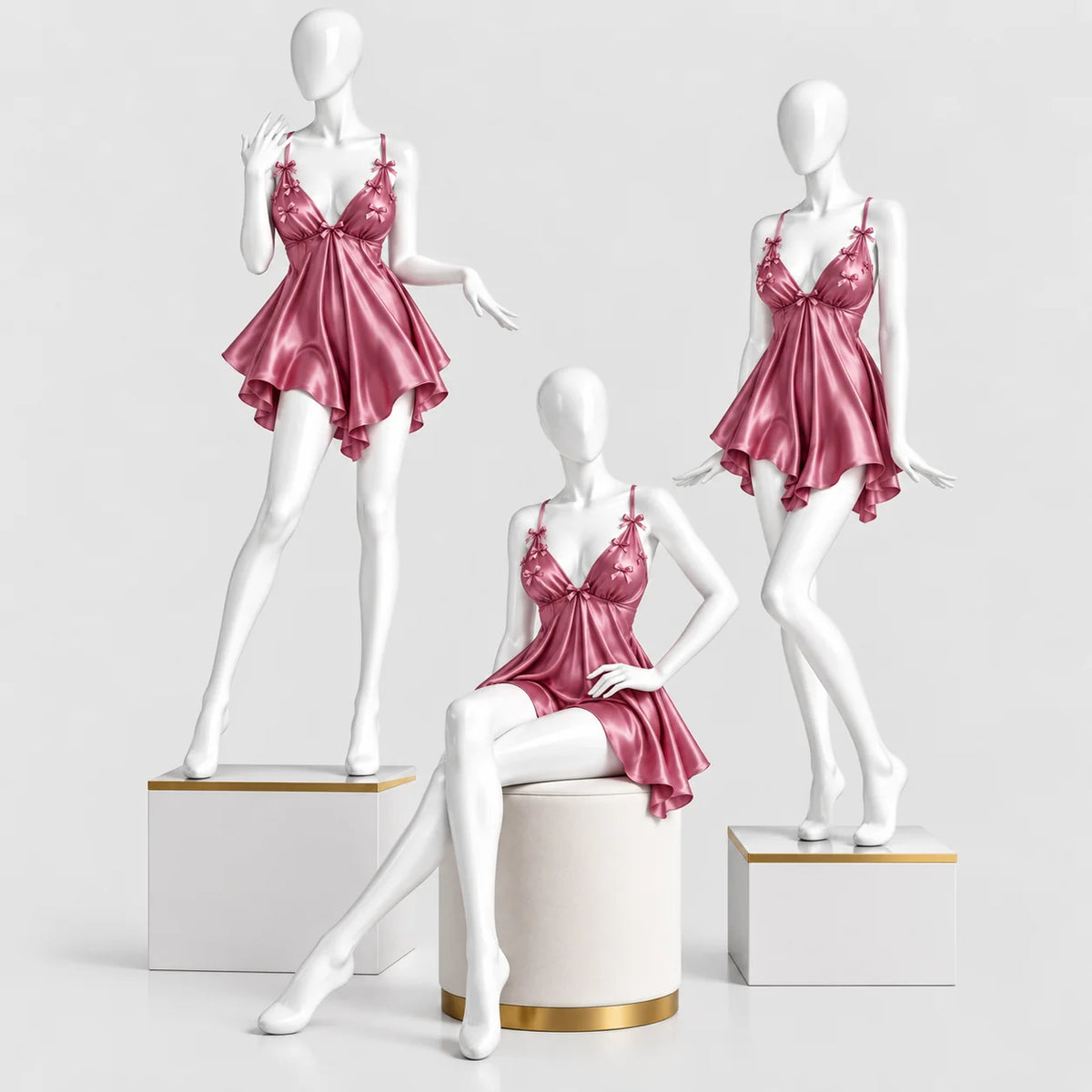 Bow Detail Satin Slip Dress