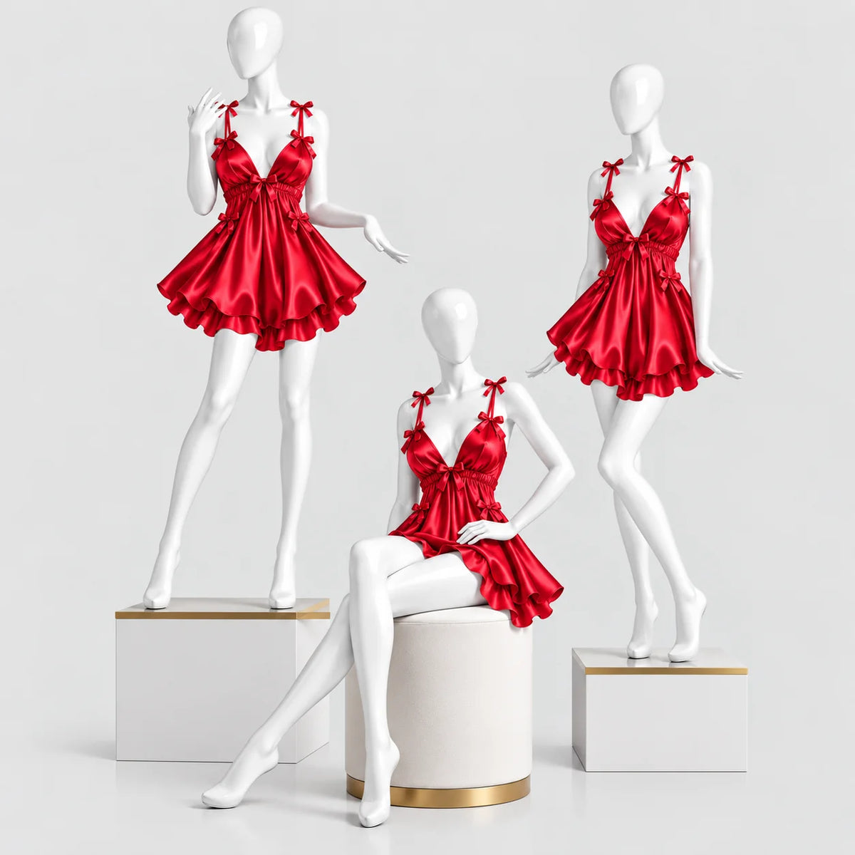 Bow Detail Satin Slip Dress