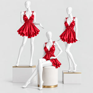 Bow Detail Satin Slip Dress