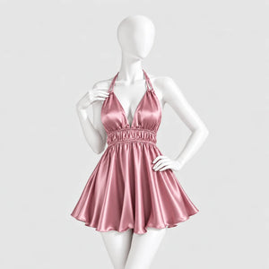 Satin Halter Mini Dress