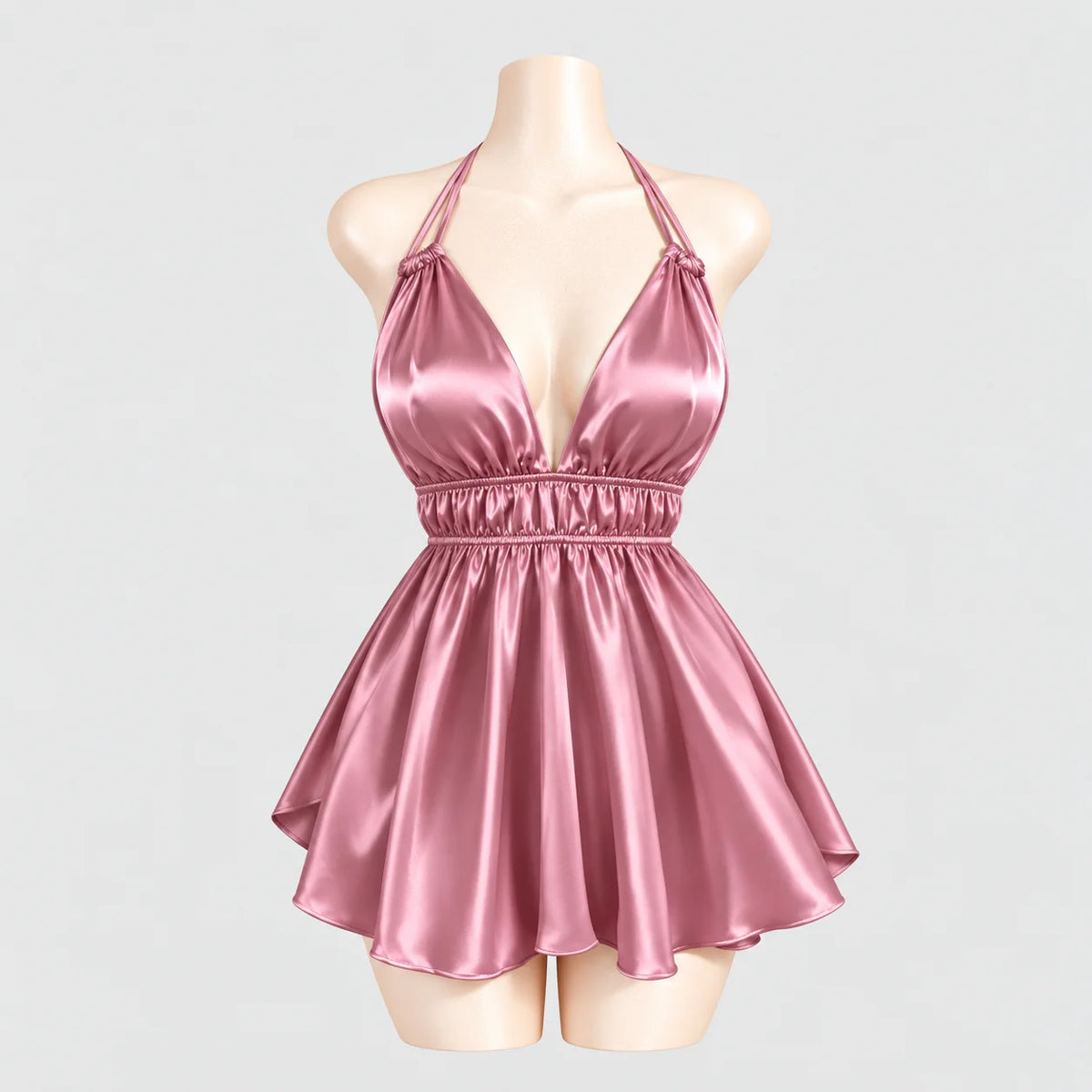 Satin Halter Mini Dress