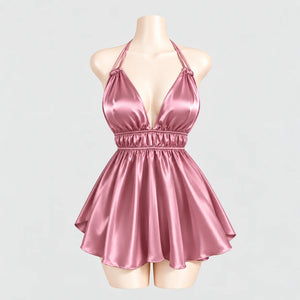 Satin Halter Mini Dress