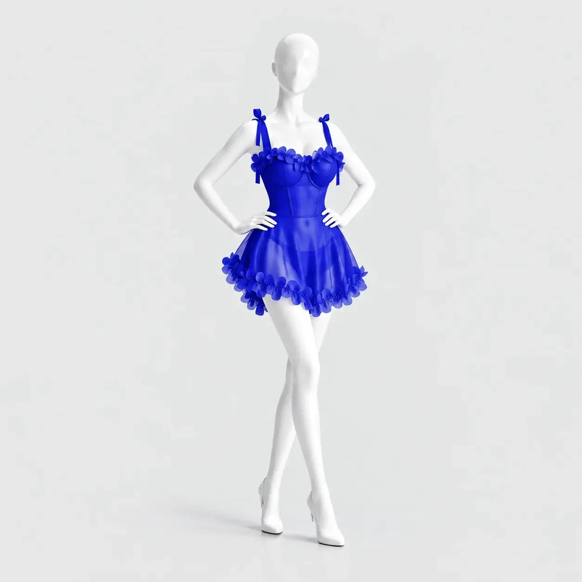 Floral Mesh Babydoll with Tie Straps