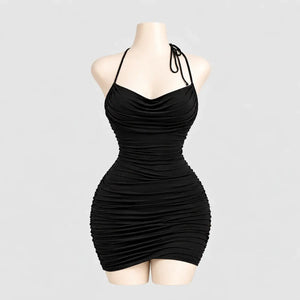 Ruched Halter Mini Dress