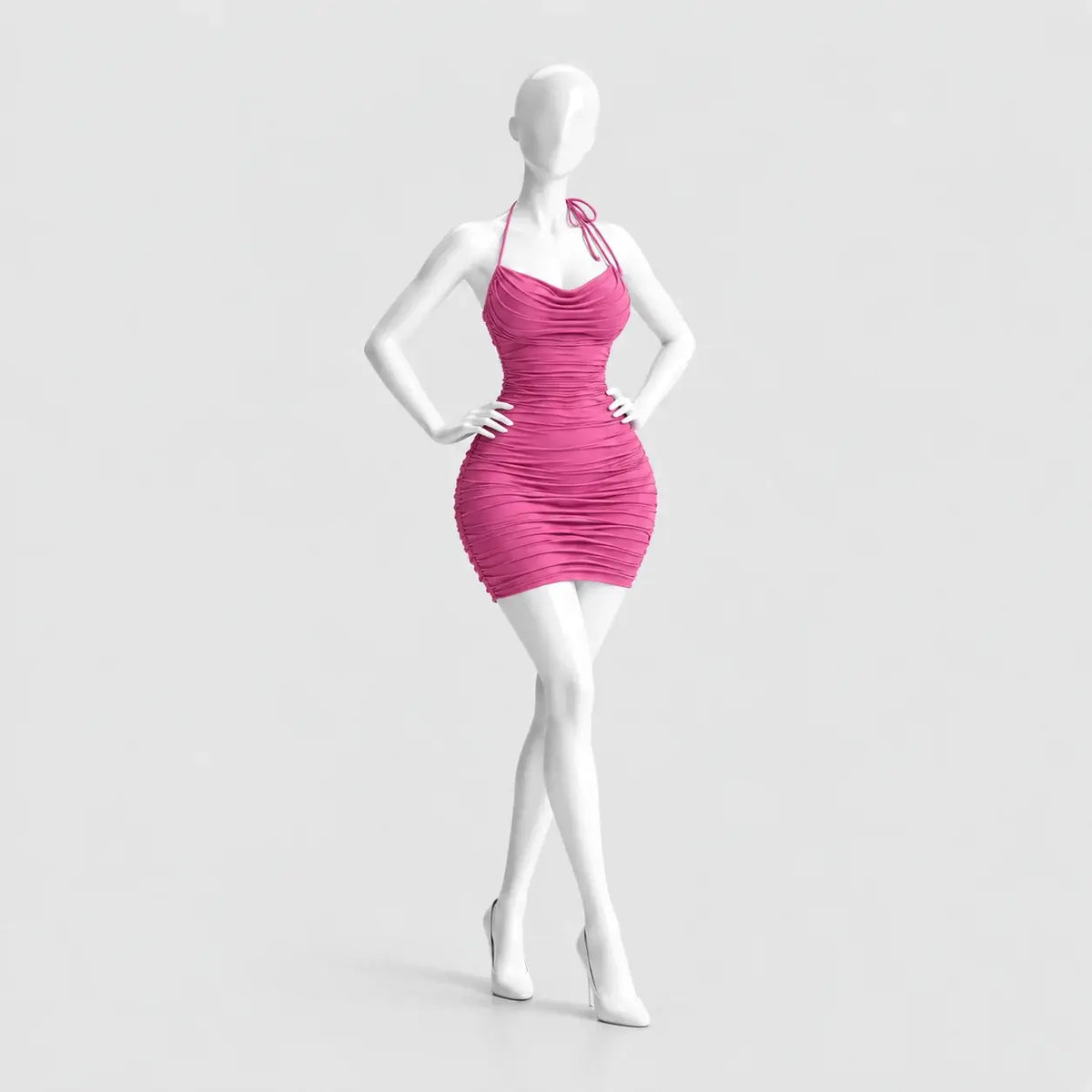 Ruched Halter Mini Dress