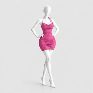 Ruched Halter Mini Dress