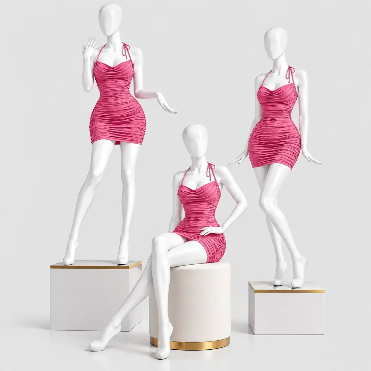Ruched Halter Mini Dress