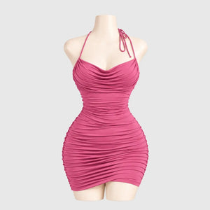 Ruched Halter Mini Dress