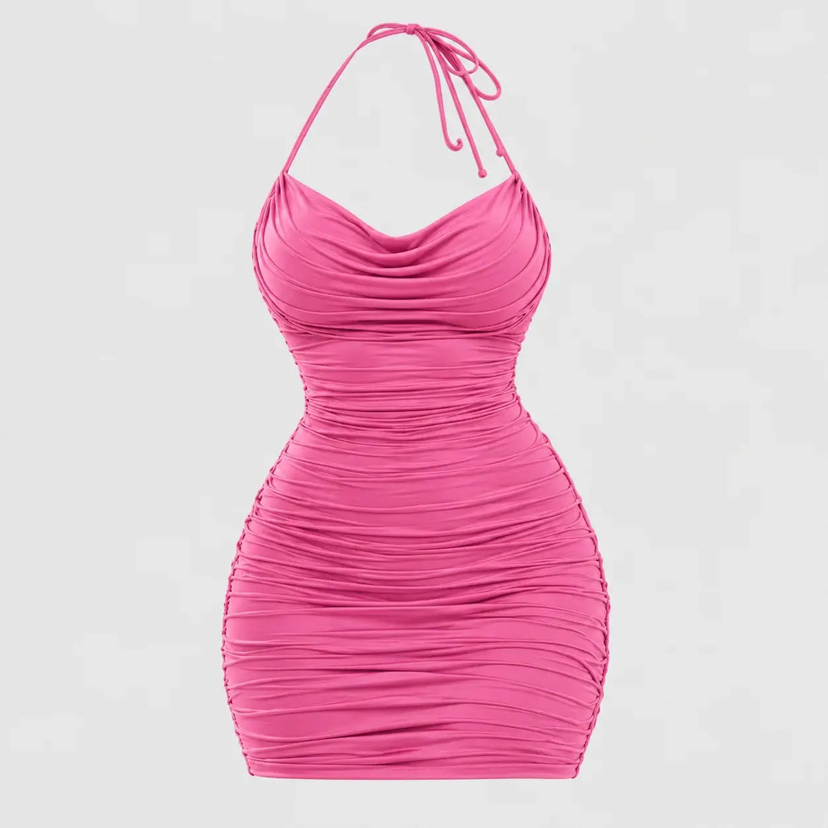 Ruched Halter Mini Dress