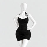 Ruched Halter Mini Dress