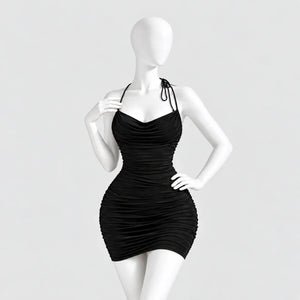 Ruched Halter Mini Dress
