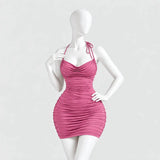Ruched Halter Mini Dress