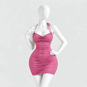 Ruched Halter Mini Dress