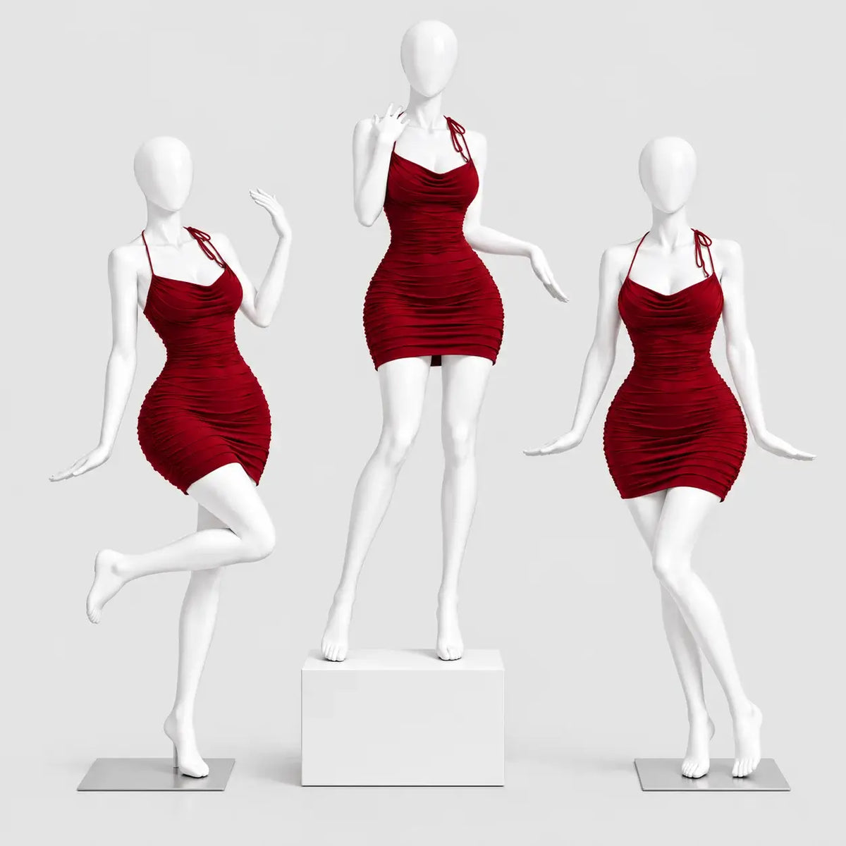 Ruched Halter Mini Dress