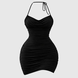 Ruched Halter Mini Dress