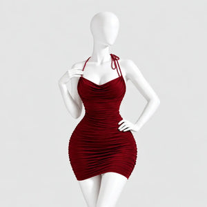Ruched Halter Mini Dress