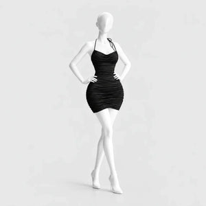 Ruched Halter Mini Dress