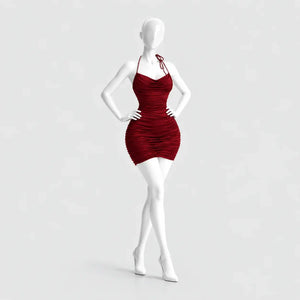 Ruched Halter Mini Dress