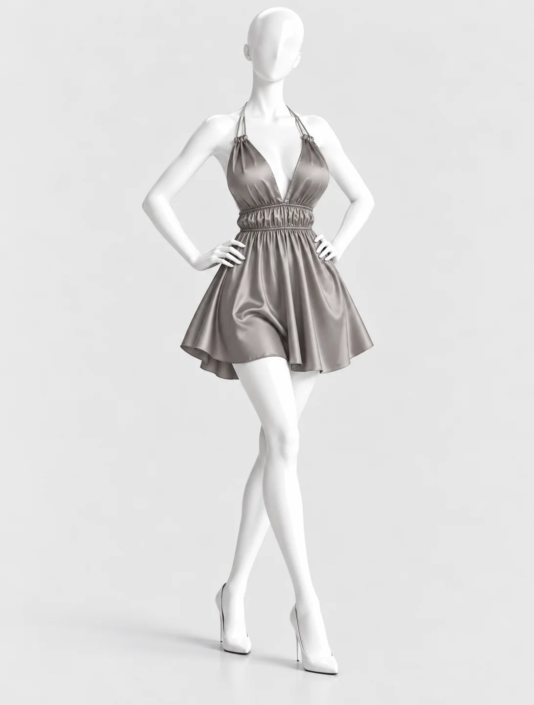 Satin Halter Mini Dress