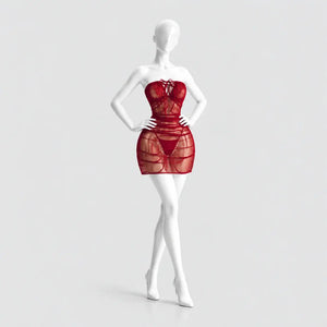 Sheer Ruched Mini Dress