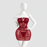 Sheer Ruched Mini Dress